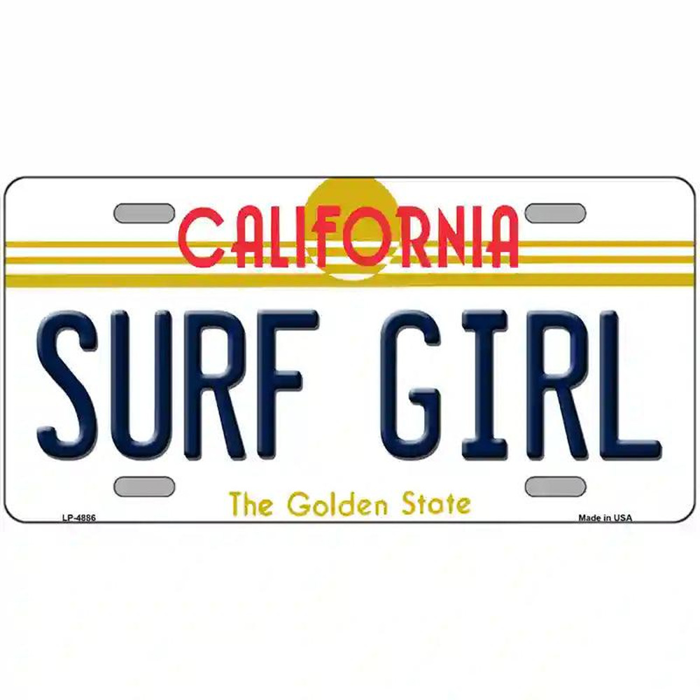 Surf Girl California License Plate  Background Metal Tag Retro  New CA